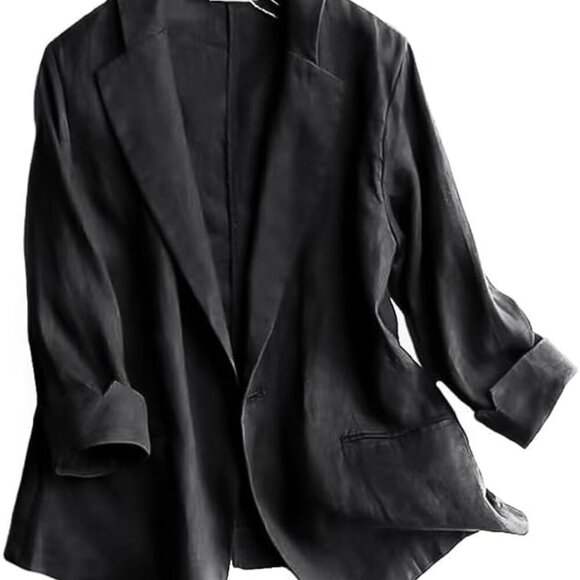 Linen Blazer Women 3/4 Sleeve Lightweight Spring Summer Blazer Jackets